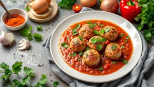 Hähnchen-Hackbällchen mit Paprikasoße: Geschmacks-Sinfonie auf deinem Teller