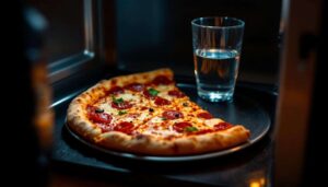 Warum man beim Aufwärmen von Pizza ein Glas Wasser in die Mikrowelle stellen sollte, um eine knusprige Kruste zu erhalten