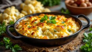 Blumenkohl-Auflauf Low Carb: cremig überbacken und in 20 Minuten im Ofen