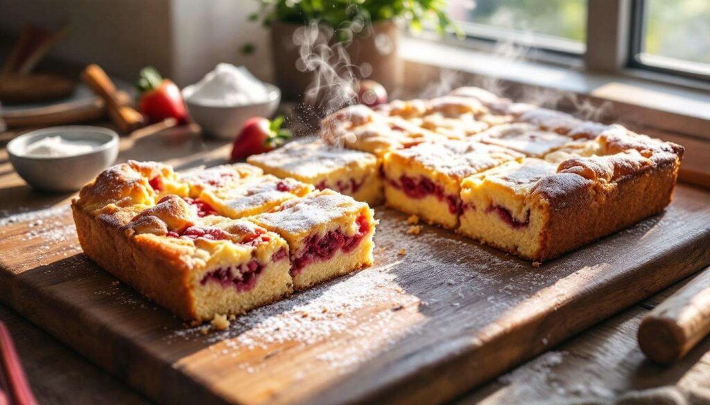 Rhabarber-Kuchen vom Blech: saftig, säuerlich und in 30 Minuten fertig