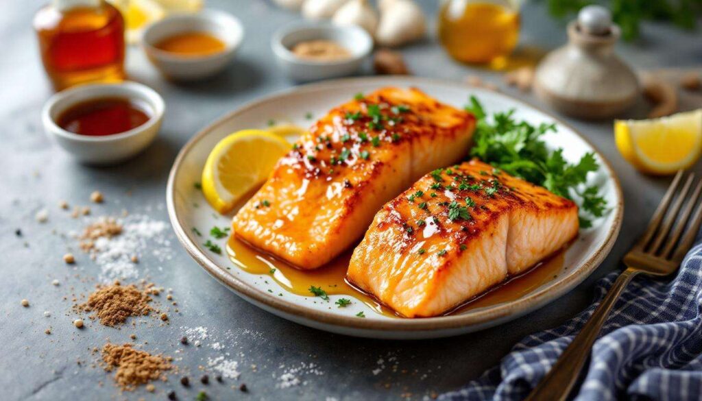 Airfryer-Lachs mit Honig-Senf-Glasur: knusprig außen, butterzart innen