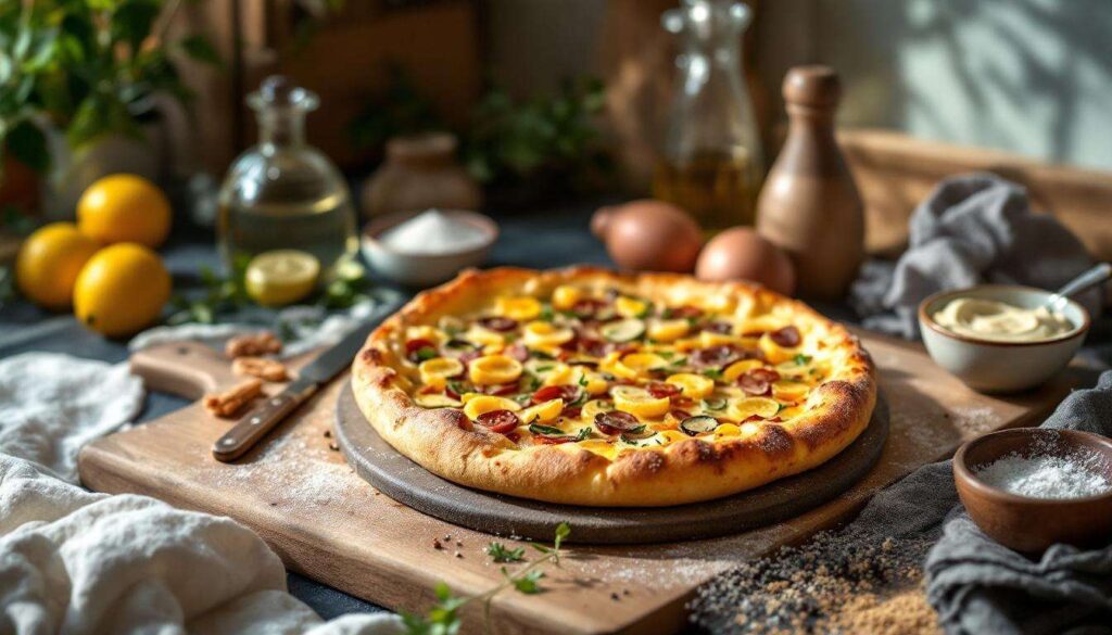 Flammkuchen ohne Hefe: knuspriger Teig mit nur 4 Zutaten und 10 Minuten Arbeit